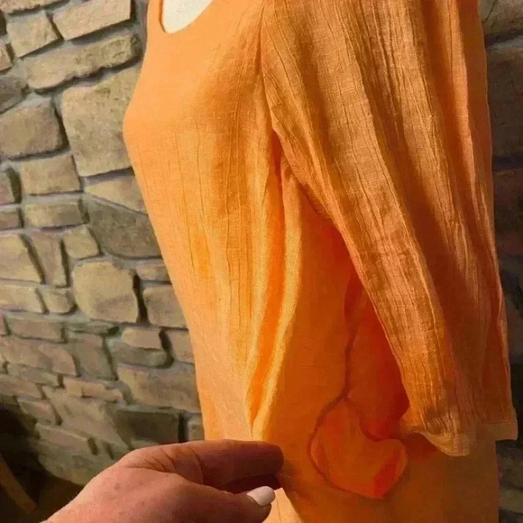 Women's Comfy Orange White Pullover Flowy Pretty Long Top medium - Picture 3 of 12